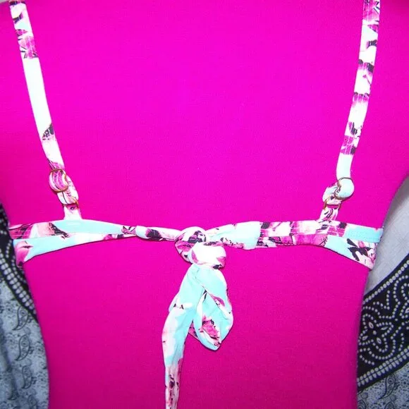 Liz Claiborne Teal Bikini with Cherry Blossoms Sz 10 - Picture 5 of 6